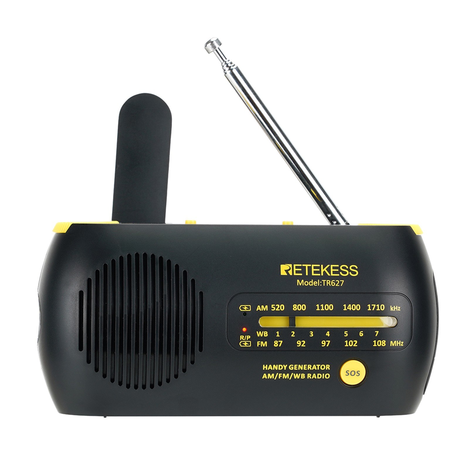 

RETEKESS TR627 Portable Radio Lanyard + USB Charging Cable Design Mobile Power Supply for Emergency Solar Powered Crank Handheld Radio