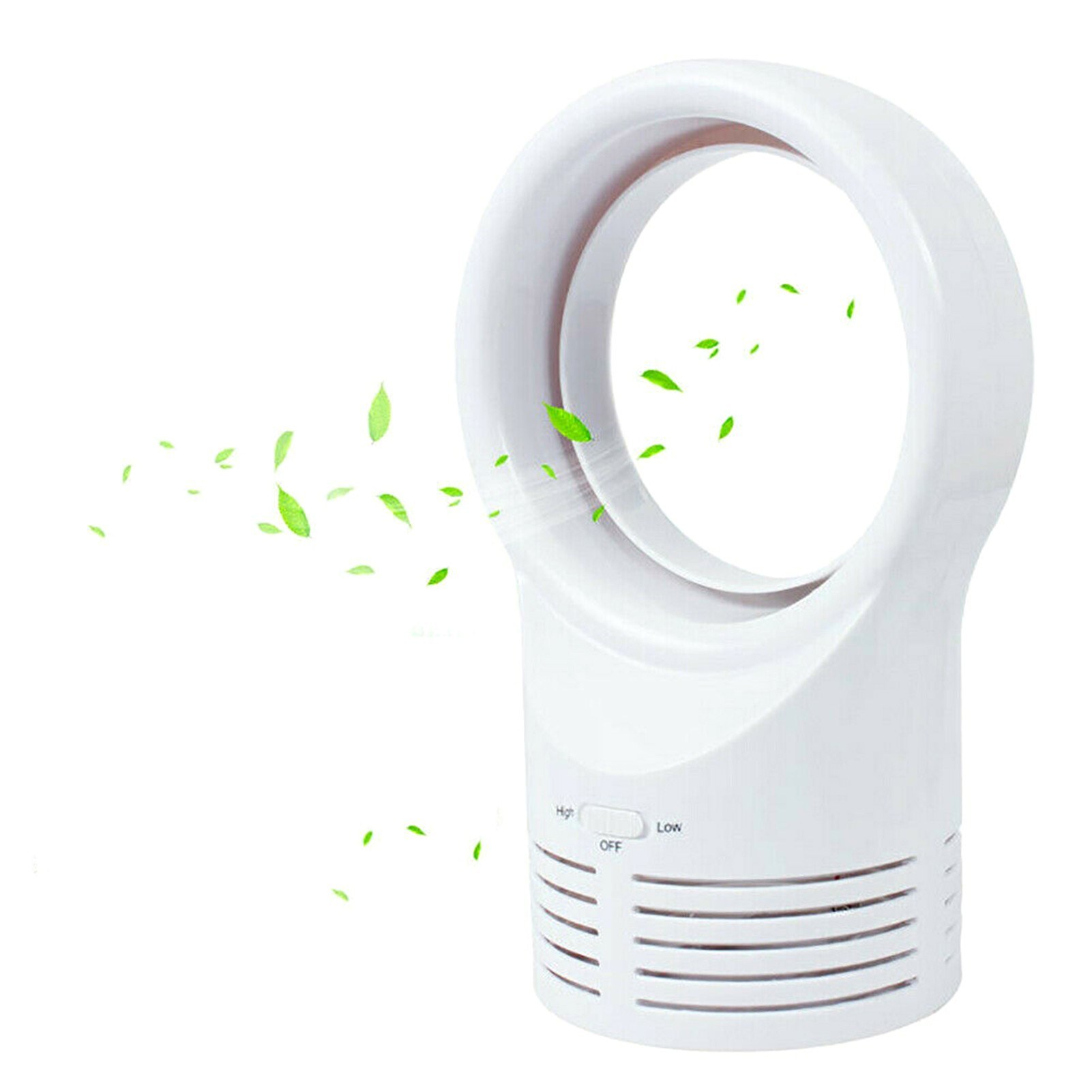 

Home Use Mini Bladeless Fan Mute Cooling Desktop Fan Safety Leafless Electric Fan Cooler - White