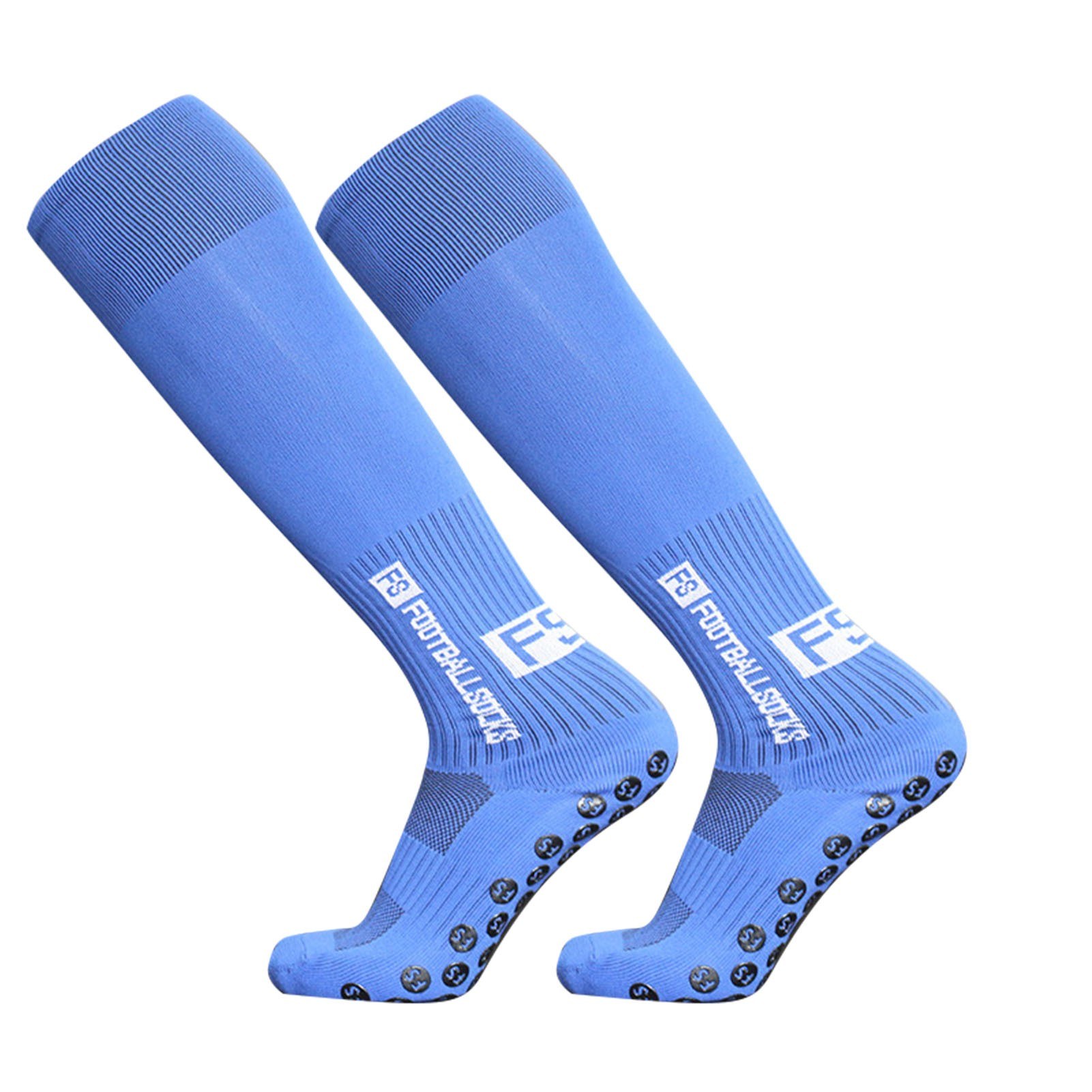

1 Paar Fußballsocken Sport Polyester Anti-rutsch-baseball-fußball Fußballrohr Socken Hoher Röhrchen Langknie Atmungsaktive Kompressionssocken - Blau