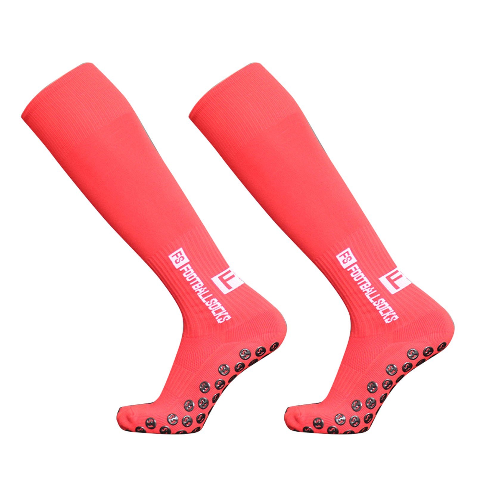 

1 Paar Fußballsocken Sport Polyester Anti-rutsch-baseball-fußball Fußballrohr Socken Hoher Röhrchen Langknie Atmungsaktive Kompressionssocken - Rot