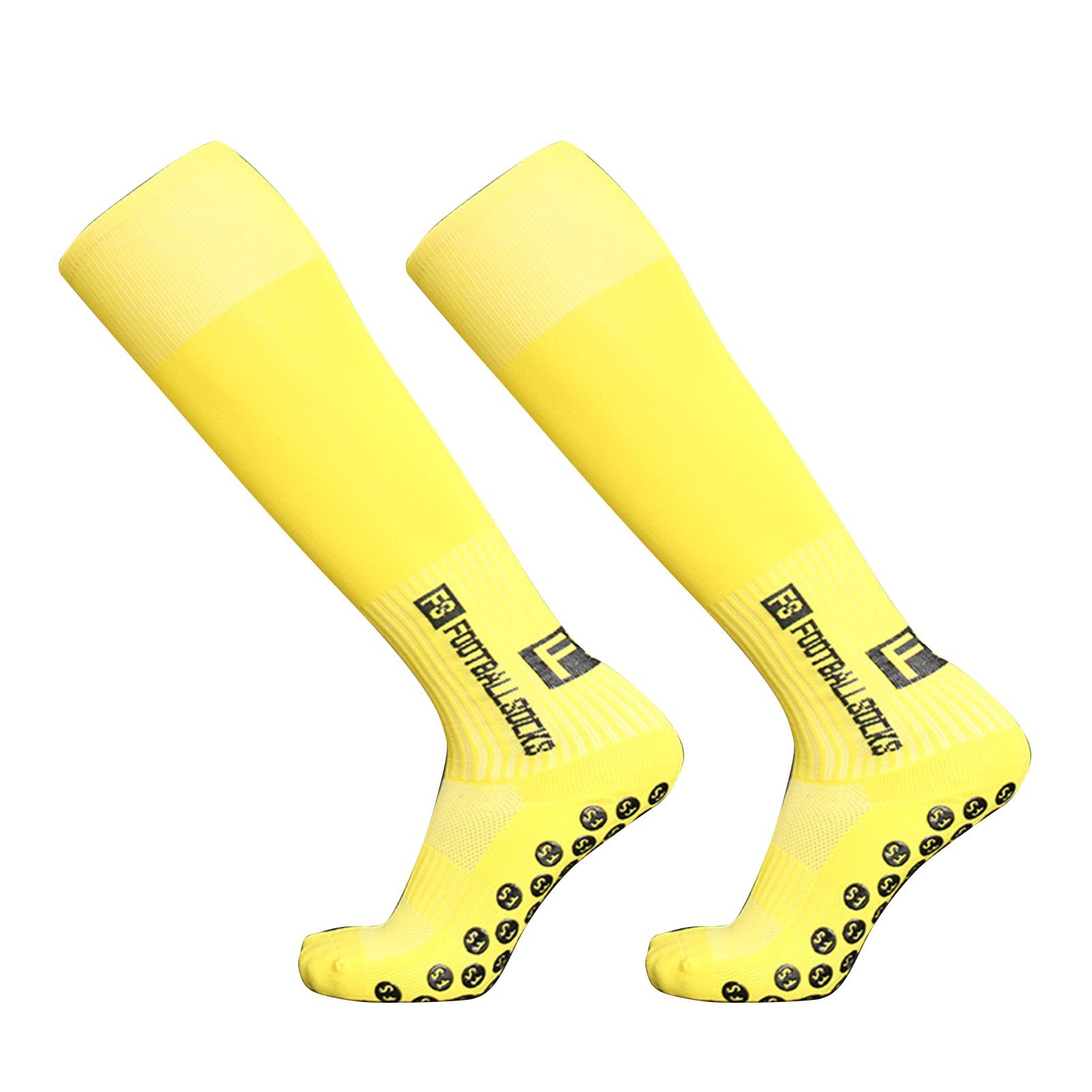

1 Paar Fußballsocken Sport Polyester Anti-rutsch-baseball-fußball Fußballrohr Socken Hoher Röhrchen Langknie Atmungsaktive Kompressionssocken - Gelb
