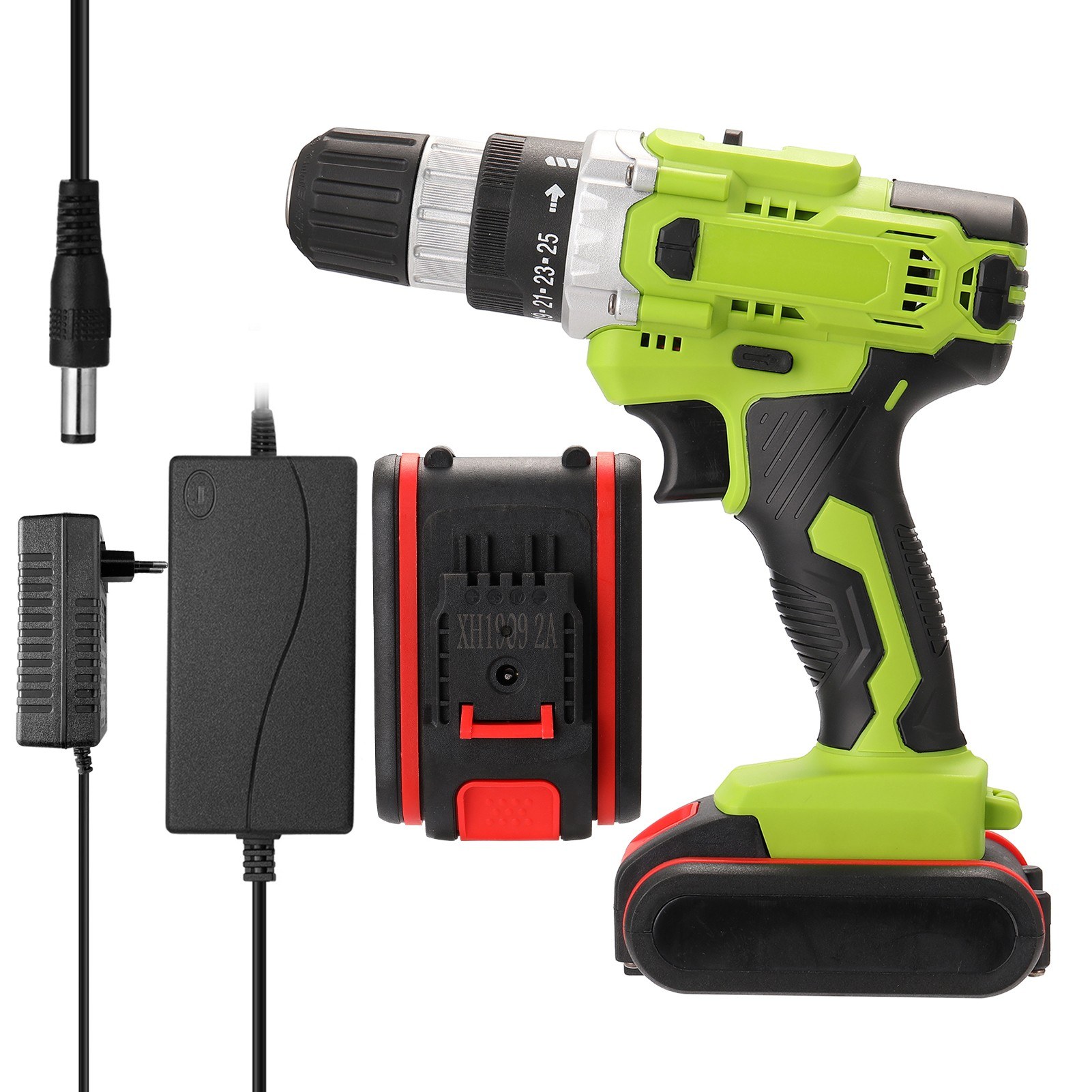 

Schnurloser Bohrer 21V Electric Power Bohrer Treiber Werkzeuge Kit Wiederaufladbare Handbohrer Zum Bohren Von Holz, Metall, Keramik, Kunststoff - EU -stecker