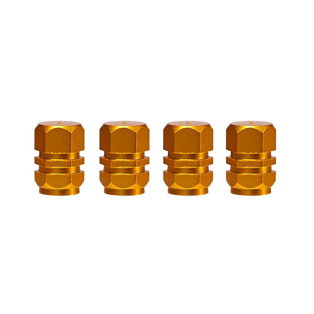 

4pcs Reifenluftventilstammkappen Aluminiumlegierung Luftdichte Autoraddruckkappen Abdeckung - Gold