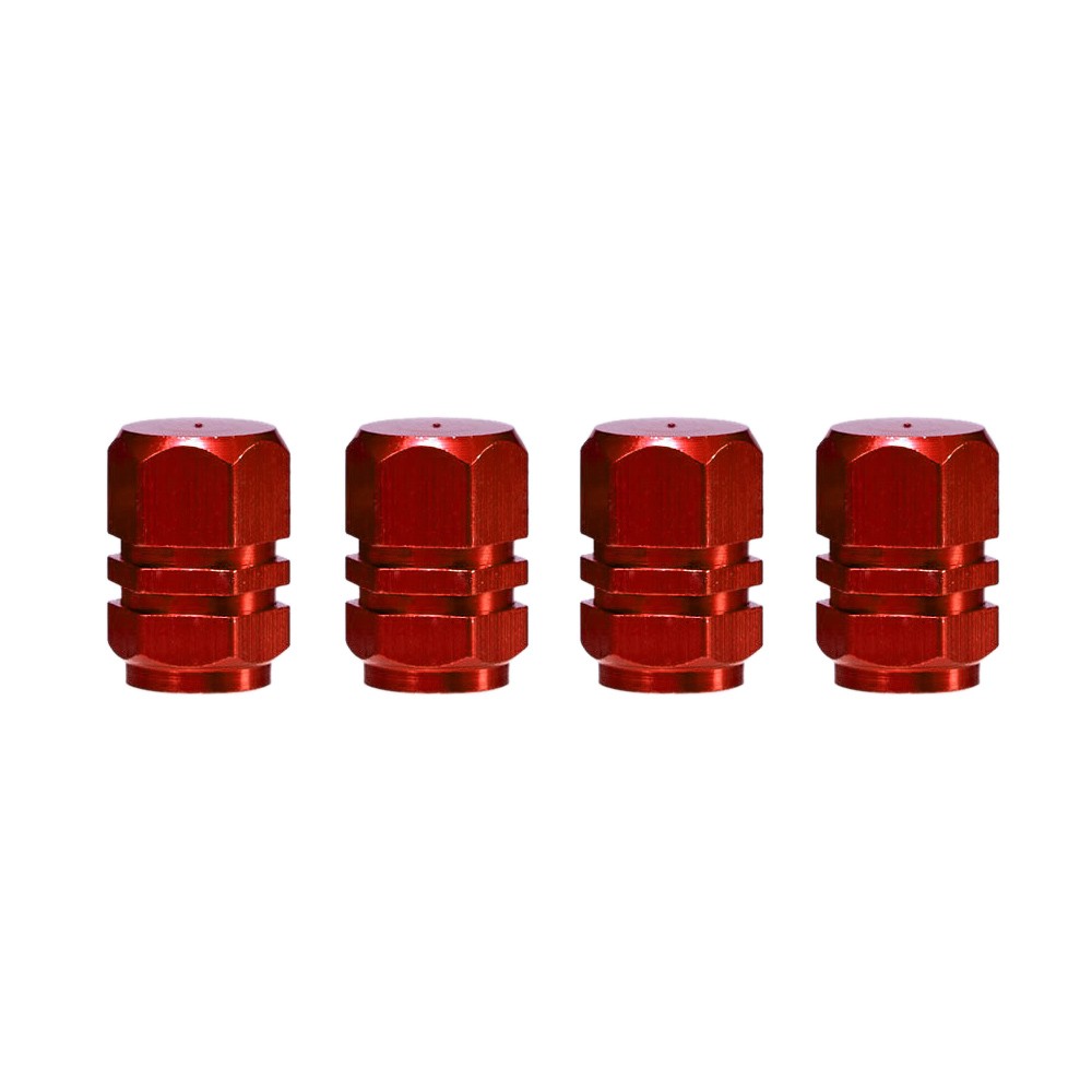 

4pcs Reifenluftventilstammkappen Aluminiumlegierung Luftdichte Autoraddruckkappen Abdeckung - Rot
