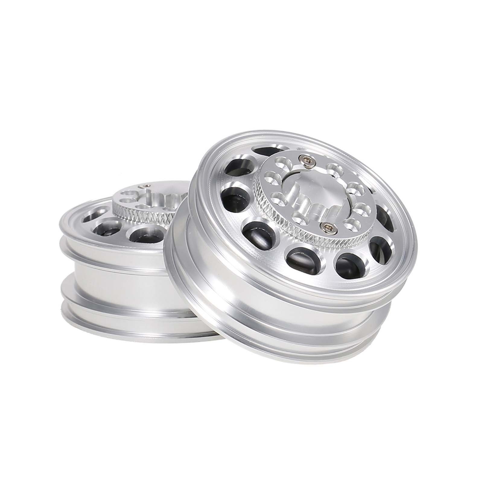 

2pcs Aluminiumlegieranhängerfront Vorne / Heck Hub Rand 10 Speichen Für 1 / 14 Tamiya Traktor - Silber- / Frontnabe